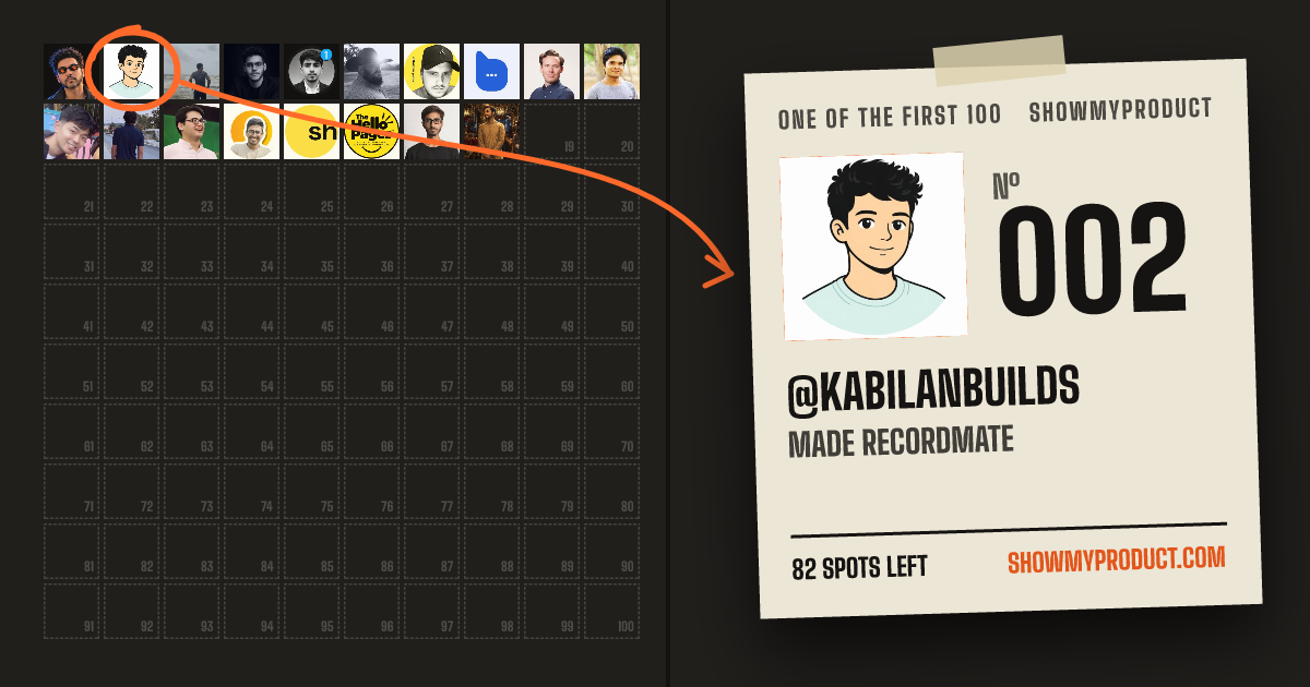 №002 of the First 100: @kabilanBuilds, circled in the class photo